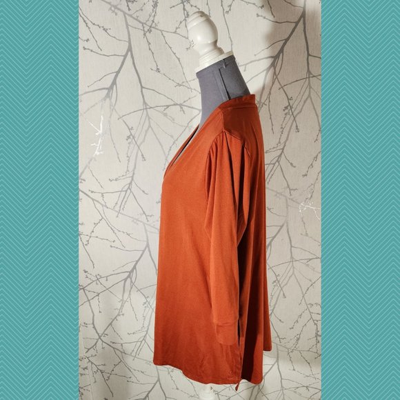 Cuddl Duds Orange Open Front Cardigan - Picture 2 of 4